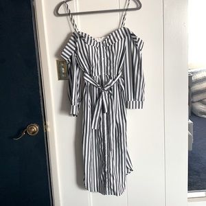 Stripped, Off The Shoulder Dress